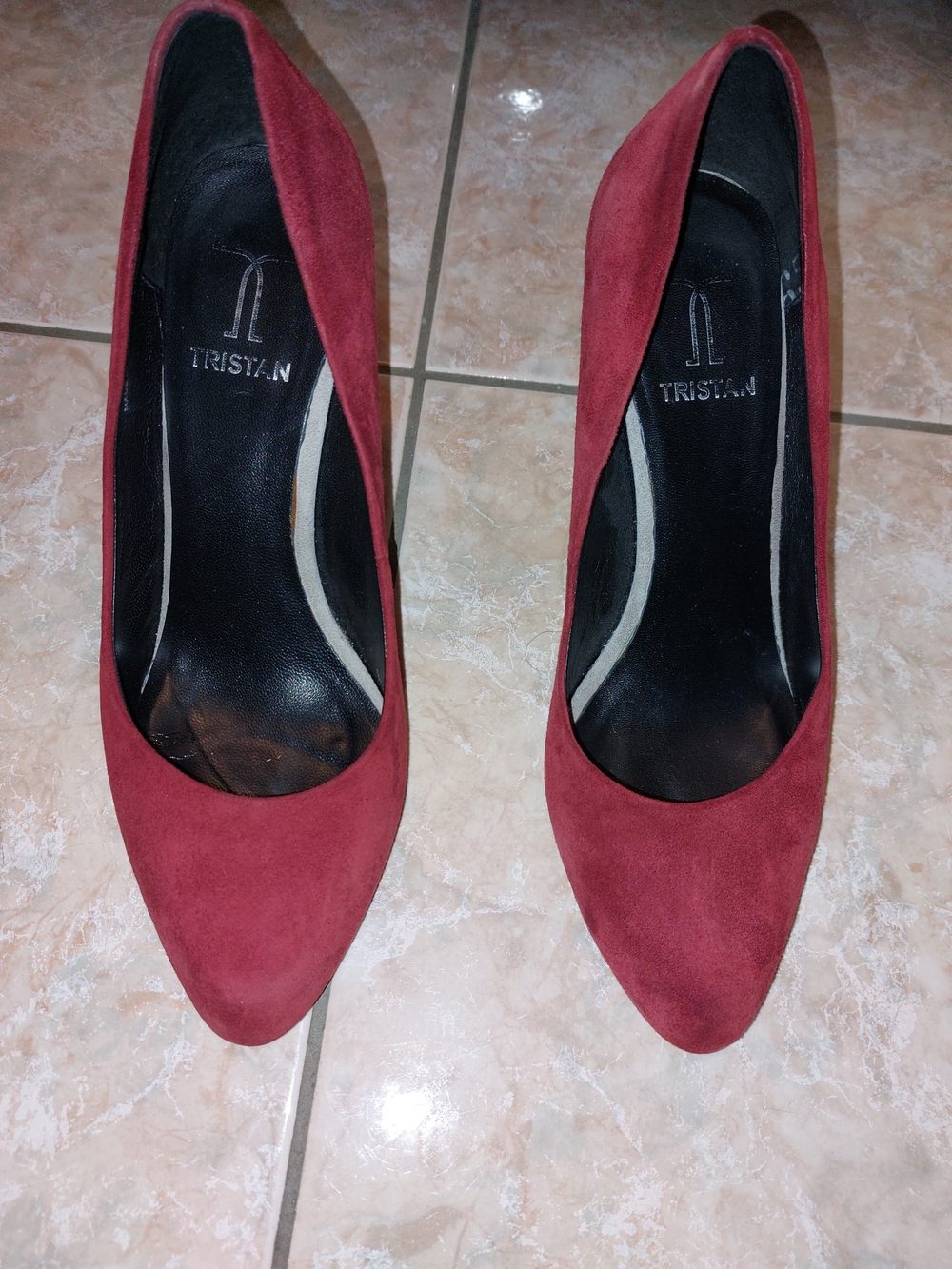 Tristan Women's Burgundy Suede Pointed-Toe Pumps